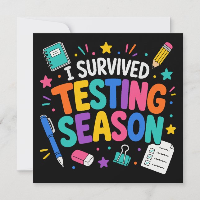 Convite Eu Sobrevivi à Temporada de Testes Humor Escolar (Frente)