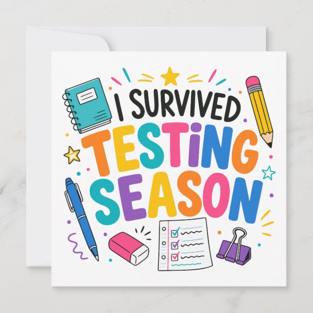 Convite Eu Sobrevivi à Temporada de Testes Humor Escolar (Frente)
