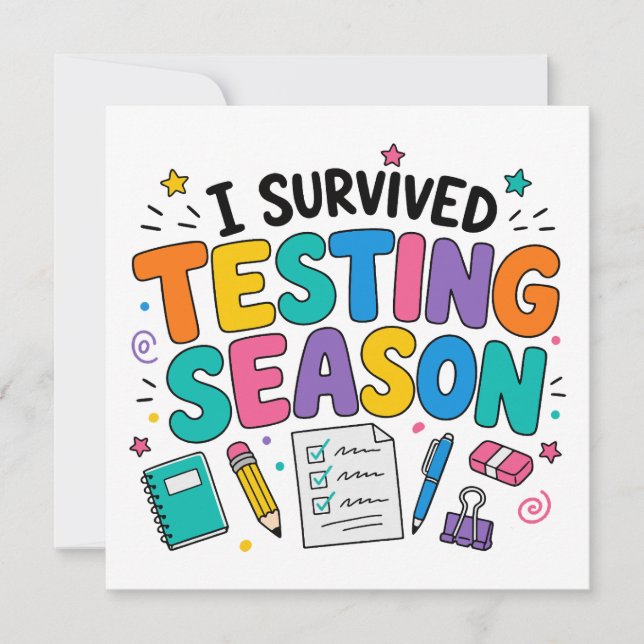 Convite Eu Sobrevivi à Temporada de Testes Humor Escolar (Frente)
