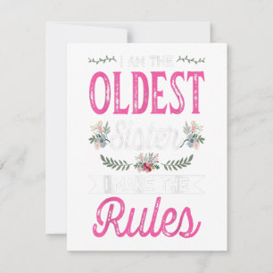 Convite Eu Sou a Mais Velha Faço a Regra Presente Irmã Mai