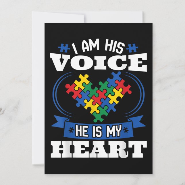 Convite Eu Sou Sua Voz Ele É Meu Coração Autismo Sensibili (Frente)