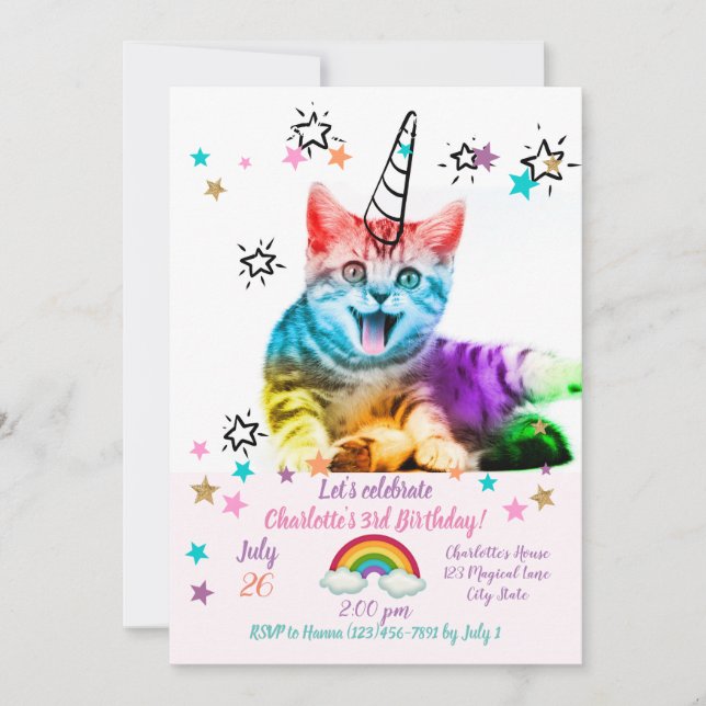 Convite Eu sou tão meowgical! (Frente)