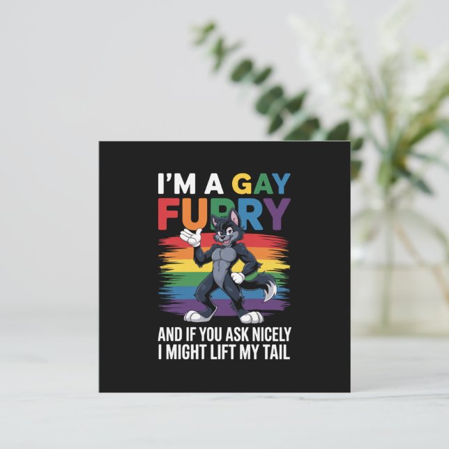 Convite Eu sou um Gay Furry Rainbow Fox Wolf Pride Mês (Em pé/Frente)