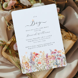 Convite Eu sou um menino! Moderno, Flor Selvagem, Chá de f