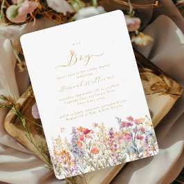 Convite Eu sou um menino! Moderno, Flor Selvagem, Chá de f