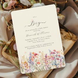 Convite Eu sou um menino! Moderno, Flor Selvagem, Chá de f