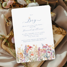 Convite Eu sou um menino! Moderno, Flor Selvagem, Chá de f