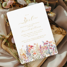 Convite Eu sou uma garota! Moderno, Flor Selvagem, Chá de 