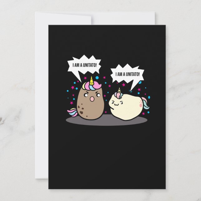 Convite Eu sou uma Unitato Unicorn Batata Engraçada Fries  (Frente)