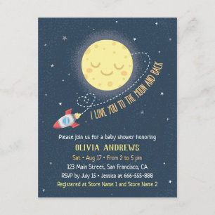 Convite Eu Te Amo Até a Lua e de Volta Chá de Bebê