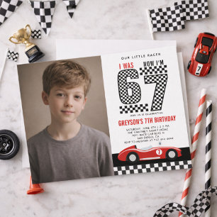 Convite Eu Tinha 6 Anos Agora Tenho 7 Anos Menino de Carro