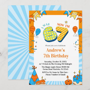 Convite Eu tinha 6 anos agora tenho 7 Festa de Aniversário