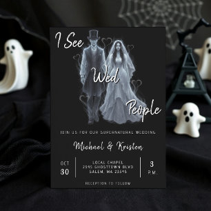 Convite Eu Vejo Casamento de Halloween De Fantasmas Da Pes