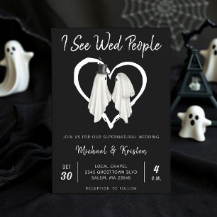 Convite Eu Vejo Casamento de Halloween De Fantasmas Da Pes