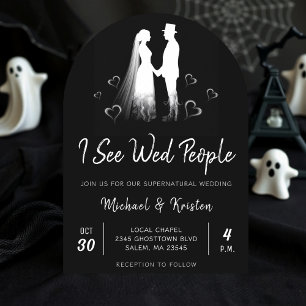 Convite Eu Vejo Pessoas Casadas Gótico Fantasma Casamento
