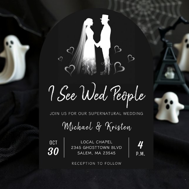 Convite Eu Vejo Pessoas Casadas Gótico Fantasma Casamento  (Criador carregado)