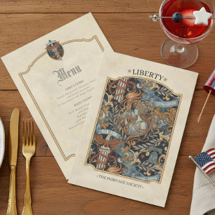 Convite EUA 250 Liberty Art Nouveau Borda Menu ID1302