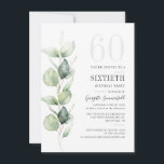 Convite Eucalipto 60º Festa de aniversário Verde Botânico<br><div class="desc">Eucalyptus 60th Festa de aniversário Greenery Convite Botânico. Apresentando um design botânico suculento moderno com uma tipografia e layout de tendências populares. Perfeito para outras ocasiões especiais,  incluindo festas surpresa e comemorações de aniversário</div>