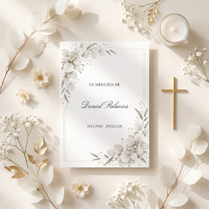 Convite Eucalipto Branco Espanhol Funeral