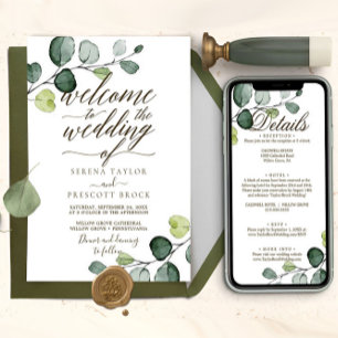 Convite Eucalipto Caligrafia Casamento Baixável