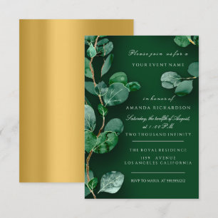 Convite Eucalipto Dourado Verde Casamento Aniversário