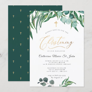 Convite Eucalipto Faux, Dourado Natal Russo dos Verde