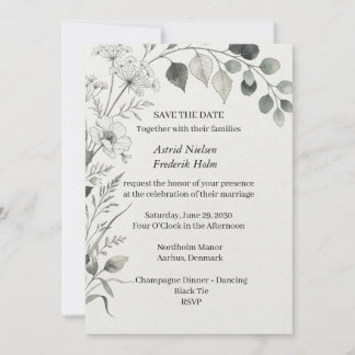 Convite Eucalipto Flor Silvestre Botânico Save The Date Ca
