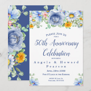 Convite Eucalipto Floral Aquarela 50º Aniversário