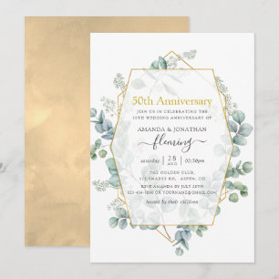 Convite Eucalipto Geométrico 50º Aniversário de Casamento