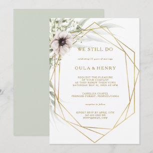 Convite Eucalipto Geométrico Dourado Ainda Fazemos Renova