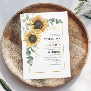Convite Eucalipto Girassol Floral Verde Amarelo Casamento