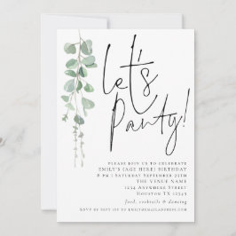 Convite Eucalipto moderno deixa festejar qualquer idade de