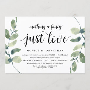 Convite Eucalipto Moderno, Preto, Casamento Furtivo Festa