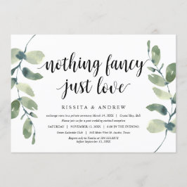 Convite Eucalipto Moderno, Tinta Preta, Casamento Fugitivo