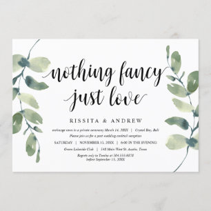 Convite Eucalipto Moderno, Tinta Preta, Casamento Intimo