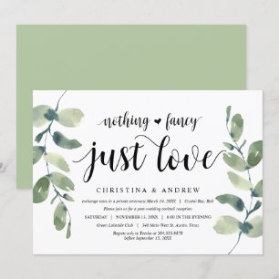 Convite Eucalipto Moderno, Tinta Preta, Casamento Intimo