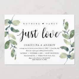 Convite Eucalipto Moderno, Tinta Preta, Casamento Intimo