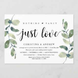 Convite Eucalipto Moderno, Tinta Preta, Casamento Intimo