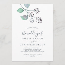 Convite Eucalipto Roxo e Verde Casamento de