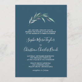 Convite Eucalipto roxo e verde | Casamento Formal Azul