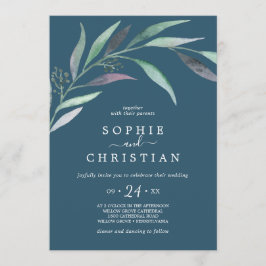 Convite Eucalipto roxo e verde | Casual Azul