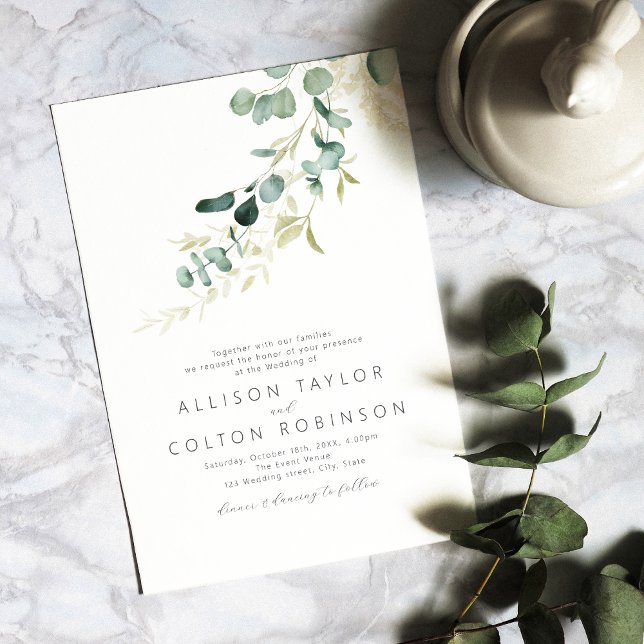 Convite Eucalipto russo sage boho verde (Criador carregado)