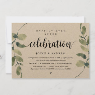 Convite Eucalipto Rústico, Celebração de Casamento Fugitiv