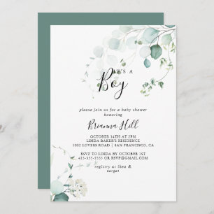 Convite Eucalipto Verde de Verão É um Chá de fraldas