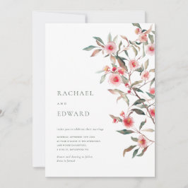 Convite Eucalipto Verde e Florais Rosa Casamento