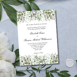 Convite Eucalipto Verdejante Casamento Clássico Elegante F