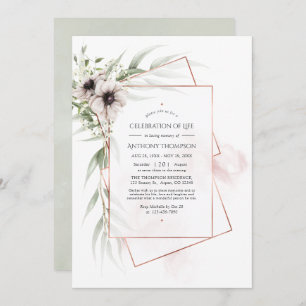 Convite Eucalyptus Anemone Celebração Geométrica da Vida