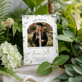 Convite Eucalyptus Arch Photo Graduation Invitation