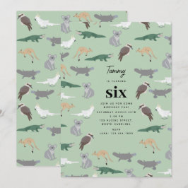 Convite Eucalyptus Birthday, animais nativos australianos