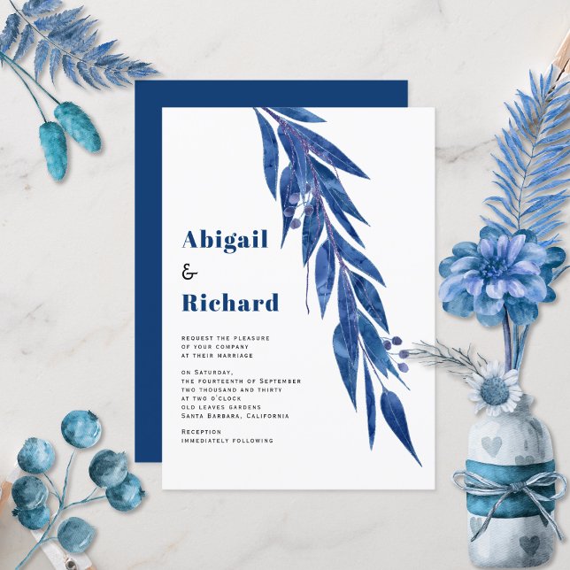 Convite Eucalyptus branch in blue winter wedding (Criador carregado)